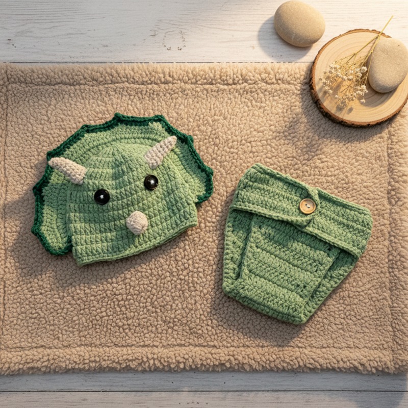 2pcs Crochet Dinosaur Newborn  - Photography Outfit recension och pris