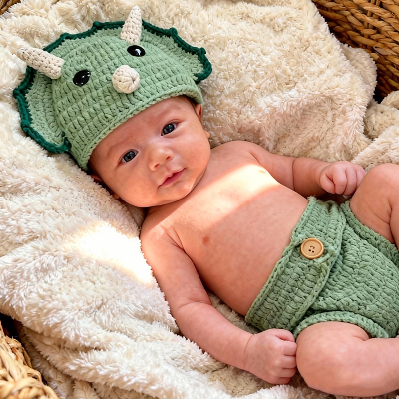 2pcs Crochet Dinosaur Newborn  - Photography Outfit recension och pris