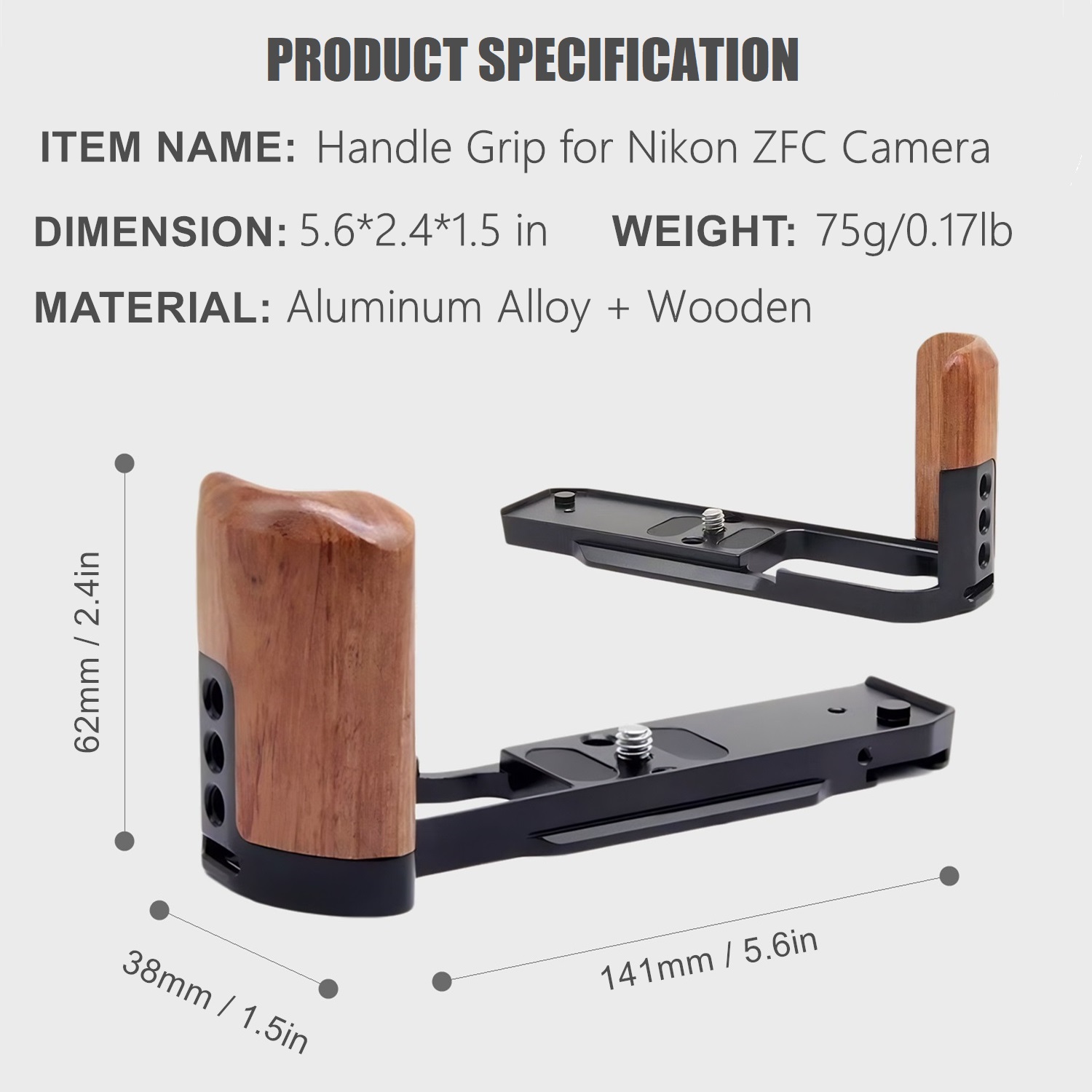 Handgrip, Wooden L-Shape Grip  - Camera Cold Shoe recension och pris