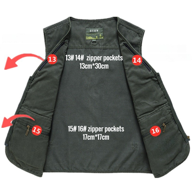 Multi Pocket Men's Vest Zipper - Photography Vest recension och pris