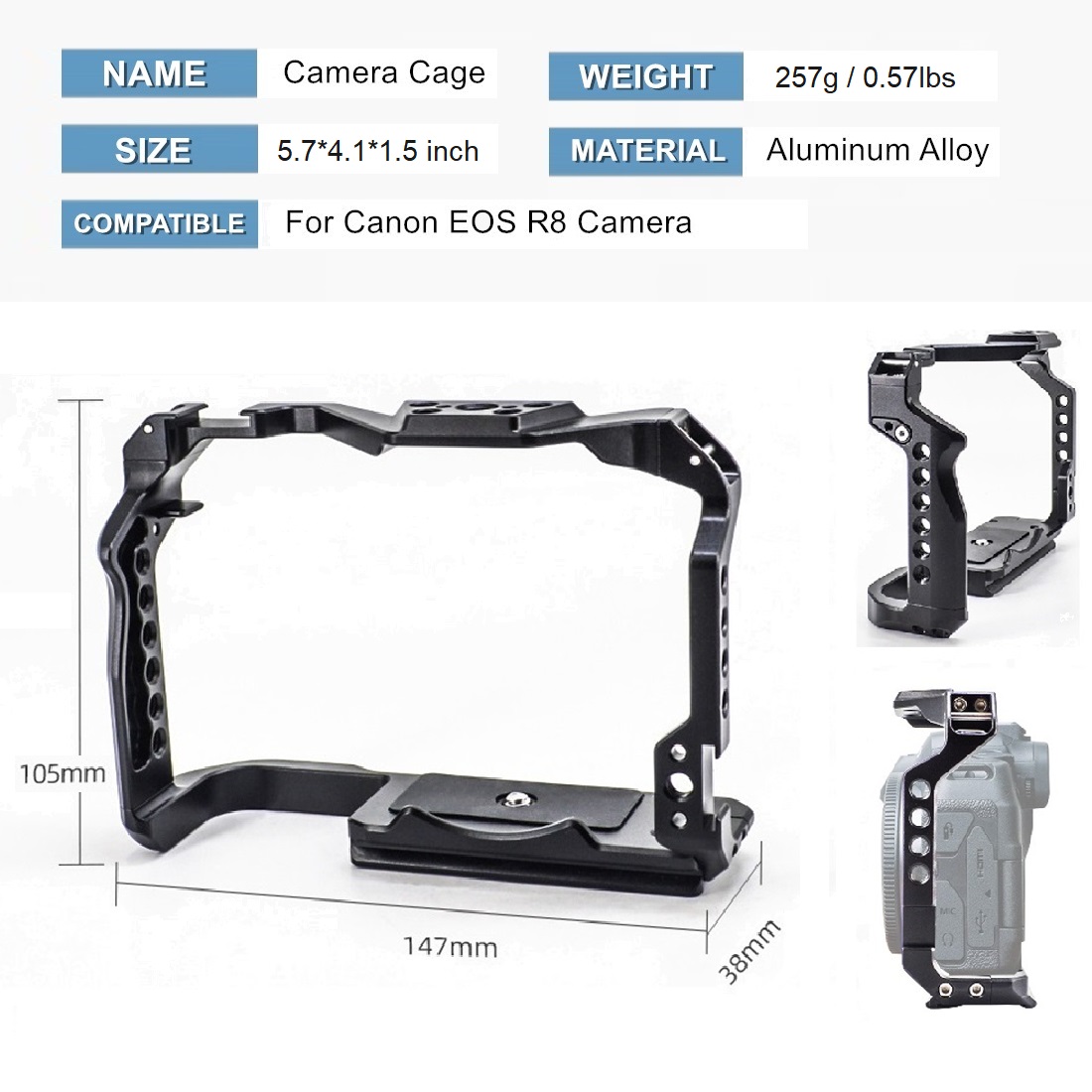 Protective Frame Camera Cage f - Camera Cold Shoe recension och pris